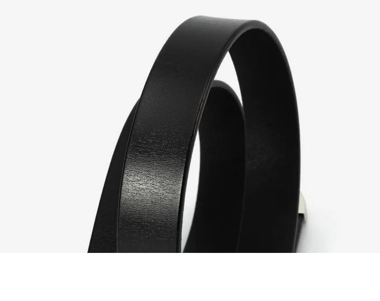 Retrotyylinen yksinkertainen kaksipäinen aitoa nahkaa oleva korealainen versio naisten rento vyöstä, jossa on sier-neulasolki._voghion.com