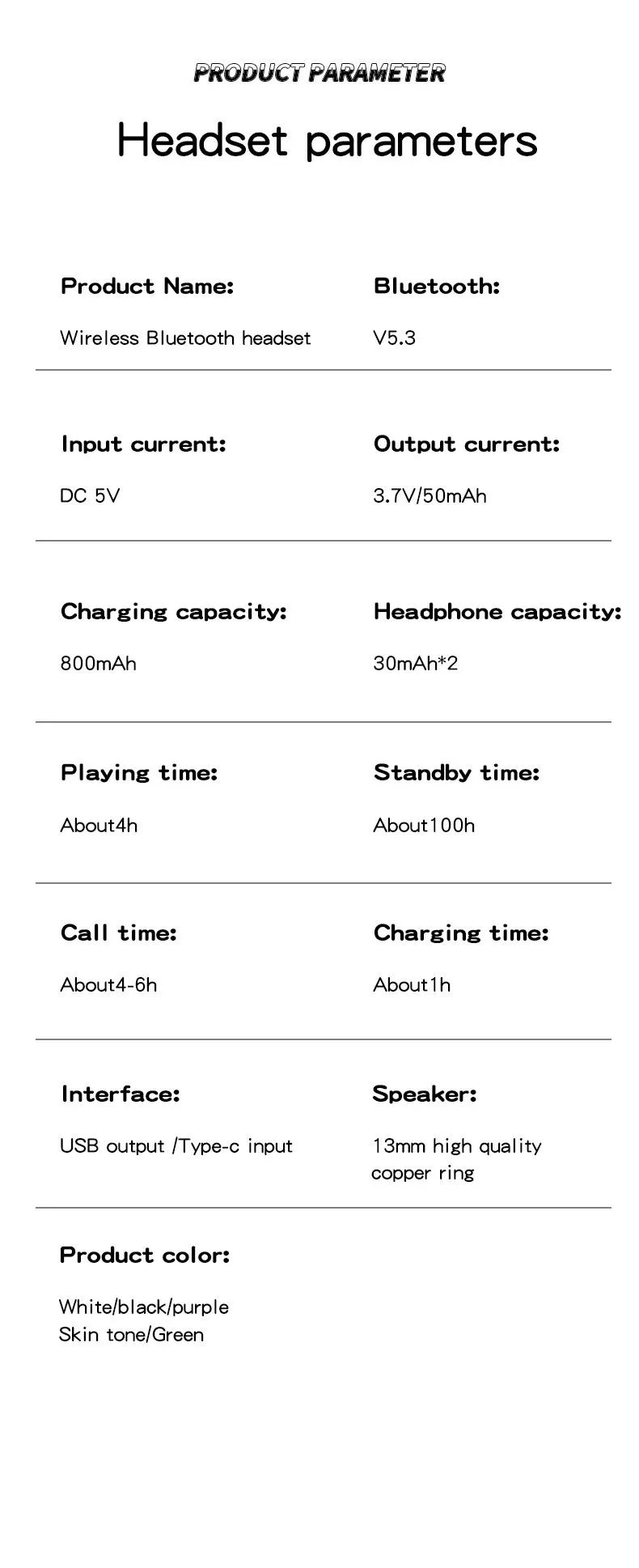Wireless Led Ear Clip Bluetooth Headphones With Noise Reduction_voghion.com