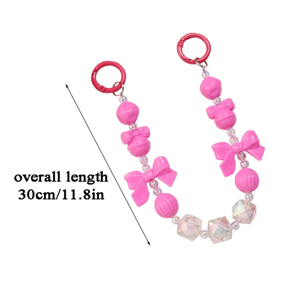 Colorful Bowknot Bead Phone Strap Charm Chain Knot Cellphone Lanyard Keychain Girl Bag Camera Pendant For Case_voghion.com