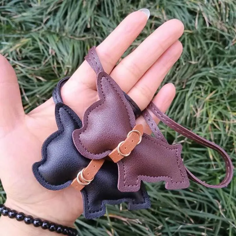 Punk Herren Auto Französische Bulldogge PU Leder Hund Nette Frauen Tasche Anhänger Schmuck Schnalle Schlüsselanhänger Y241121_voghion.com