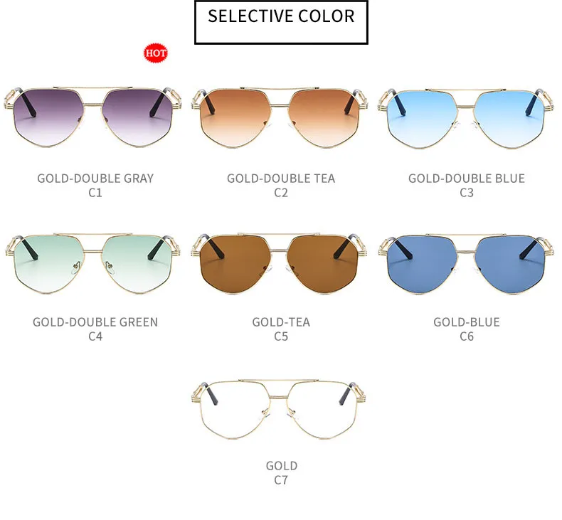 Sonnenbrillen 2024 Mode Männer Polygonal Metall Doppelstrahl Trendy Personalisierte Fahrbrille Licht UV400_voghion.com