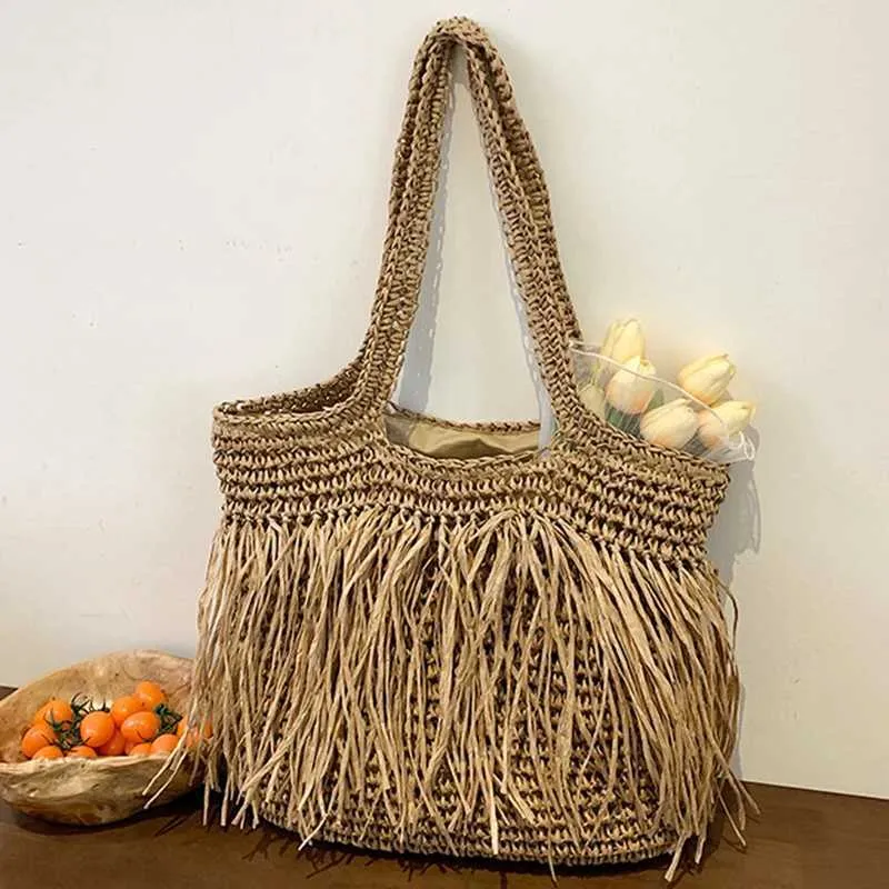 Sac de créateur Sac à bandoulière décontracté de haute qualité Str tissé grande capacité solide femme 2024 été chaud selg voyage en bord de mer_voghion.com
