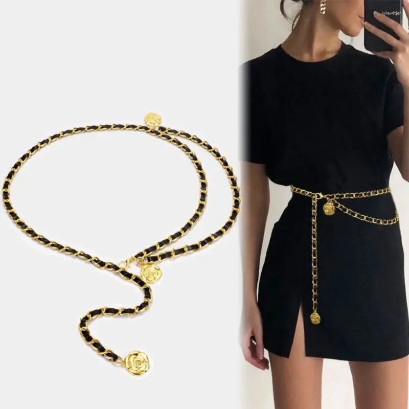 Rimmer Blummen Pendant Taille Kette Moud Jeans justierbar Rimm Punk Kleed Kostüm Metal Fraen_voghion.com