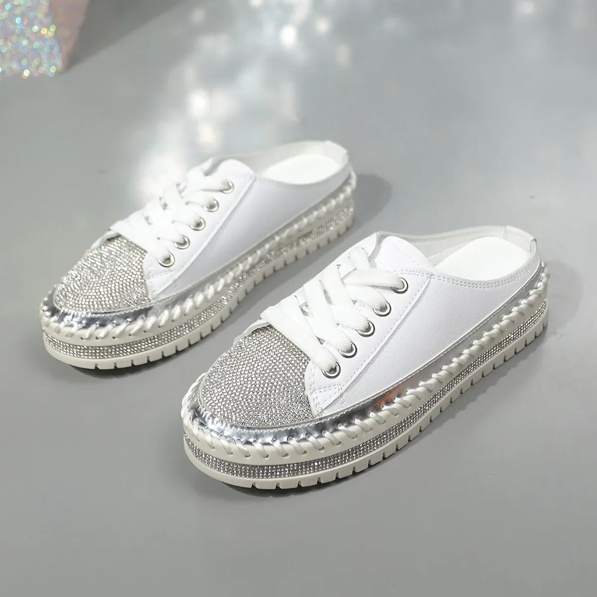 trend Woman Crystal Half Slippers For Women Flat Platform Comfortable Elegant Shoes Bg Women's Sandals 1b46 Platm_voghion.com