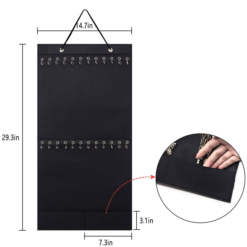 Kaelakee korraldaja rippuvate ehete korraldaja vildist dekoratiivsed seinale kinnitatavad kõrvarõngad käevõru hoiustuskuvari hoidik 24 konksuga_voghion.com