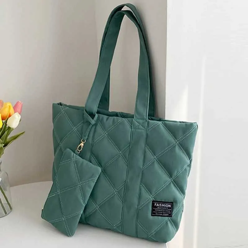 Sac à main pour femme automne/hiver mode losange espace coton costume sac à bandoulière grande capacité couleur unie tout-assorti_voghion.com