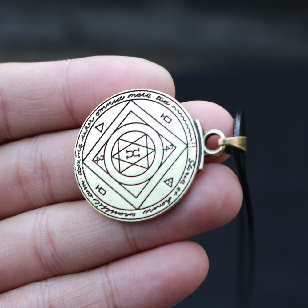 Viking amulet necklace Solomon pentagram sealed pendant pagan witchcraft jewelry_voghion.com