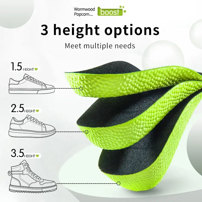 1 paio di solette ortopediche per aumentare l'altezza delle scarpe da uomo e da donna, per piedi piatti, con supporto dell'arco plantare, per scarpe da ginnastica, con rialzo per il tallone e mezza scarpa._voghion.com