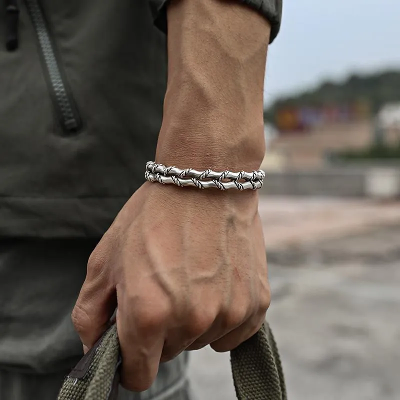 Braccialetto alla moda semplice Guba intrecciato doppio braccialetto di bambù personalità aperto uomo e donna gioielli regalo all'ingrosso_voghion.com