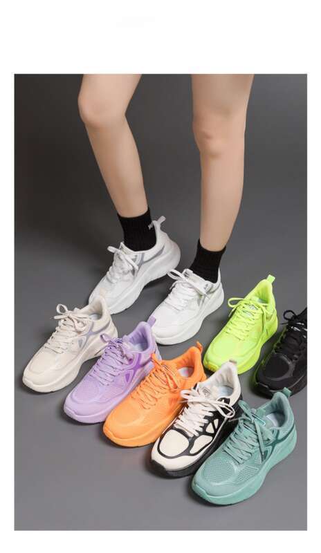 Scarpe da corsa casual piccole bianche con fondo spesso da donna, per sport primaverili_voghion.com