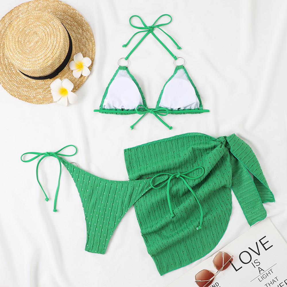 Maillot de bain trois pièces fendu pour femmes, pour la plage, les vacances en plein air, vente en gros, nouvelle collection_voghion.com