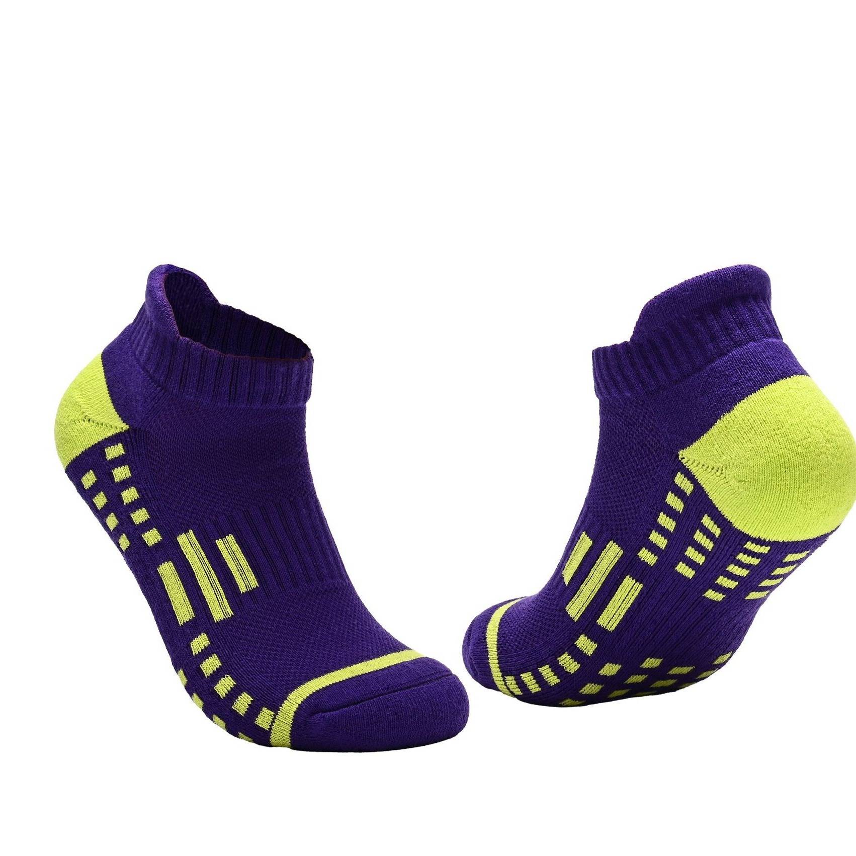 Chaussettes de badminton unisexes basses avec semelle éponge antidérapante, chaussettes de sport en coton respirant pour la course et les modes de vie actifs (6 couleurs)_voghion.com