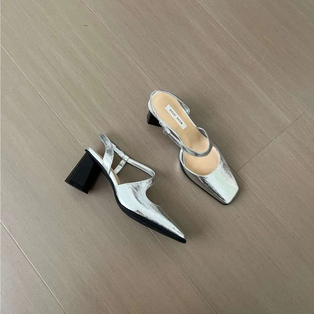 2024 Summer Thick Mary Jane Single Shoes Back Square Head Sandals Female Commuter One e Strap High Heels Free of Mail_voghion.com