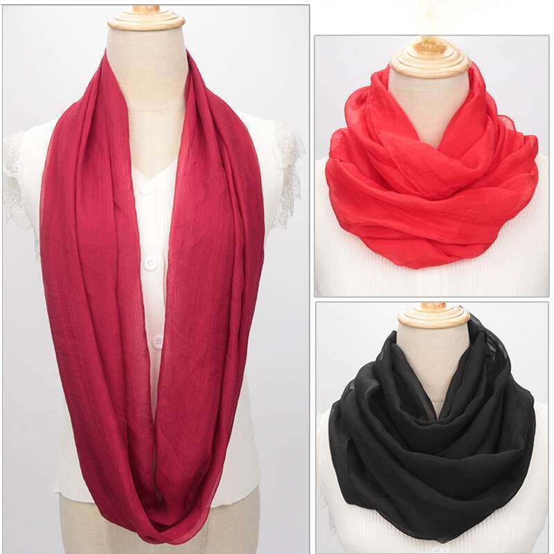 Écharpe décorative en mousseline de soie douce pour maman avec manches à basque de couleur unie_voghion.com