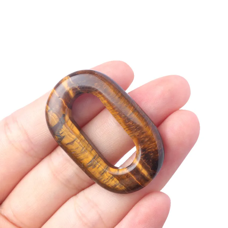 Lot de 10 pendentifs en pierre de cristal naturel en forme de O en forme d'améthyste, quartz rose, œil de tigre, breloques pour collier à faire soi-même_voghion.com