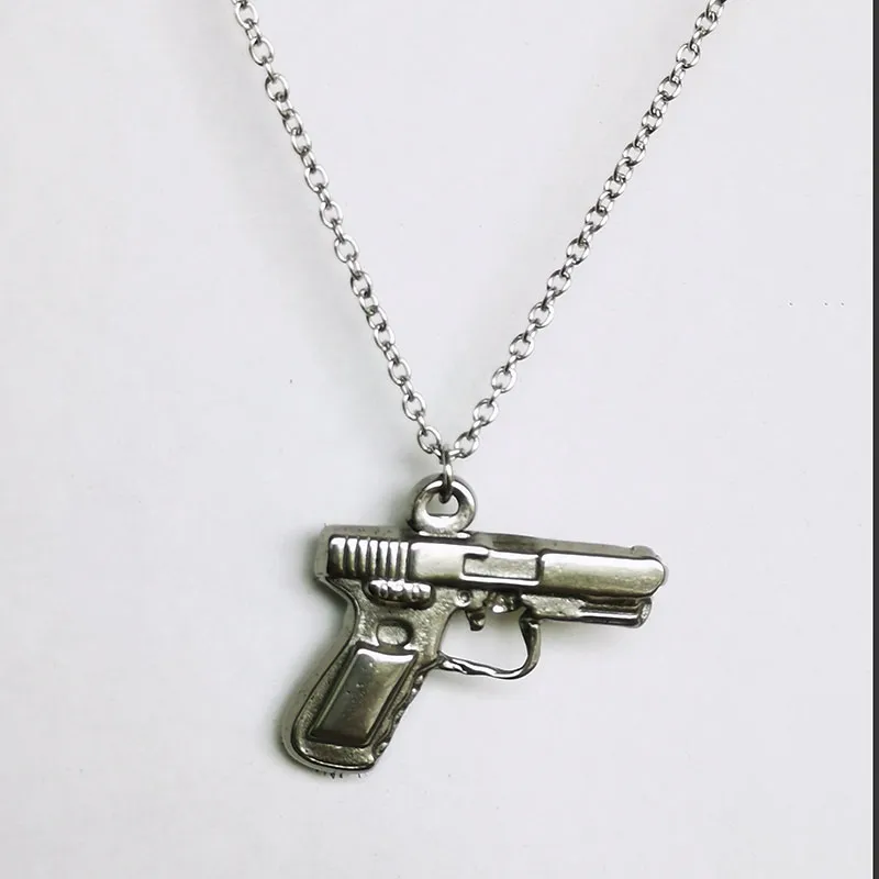 Catene 1 pz pressofusione pistola acciaio inossidabile ciondolo collana antico argento retrò collane per donne uomini festa gioielli_voghion.com