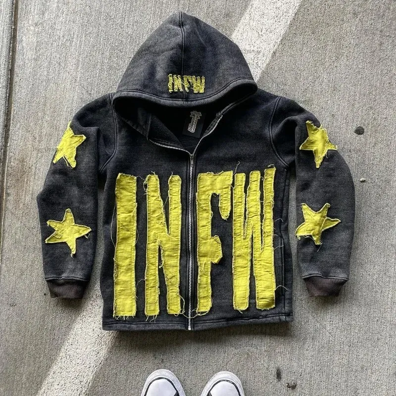 Herren Y2k Casual Retro Gothic Hoodies Europäische und amerikanische Buchstabenstickerei Übergroßer Hoodie Damen Y2K High Street Paarmantel Retro Loose_voghion.com