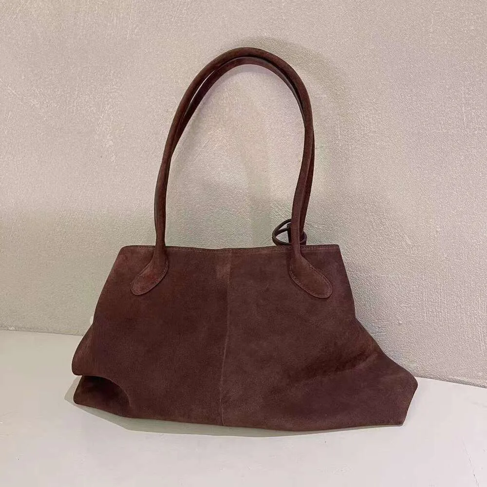 New All-Match Shape Change Design Large Tote Coffee Matte Real Suede Leather Women Shoulder Bag High-End Travel Handbag_voghion.com