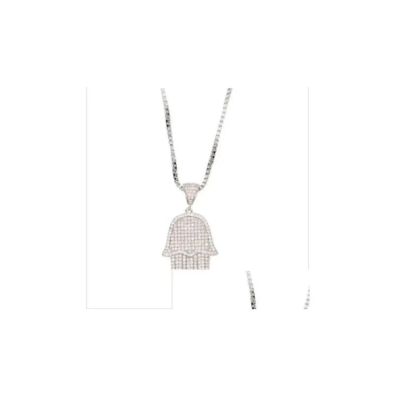 Anhänger Halsketten Hohe Qualität Hip Hop Bling Box Kette 24 Frauen Männer Paar Gold Silber Farbe Euro Out Hamsa Hand Halskette_voghion.com