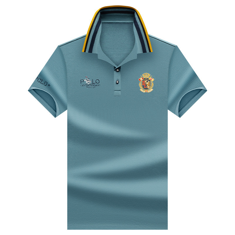 Men's Clothing Alihu men's summer spot new solid color straight short sleeve business fashion daily men's polo shirt