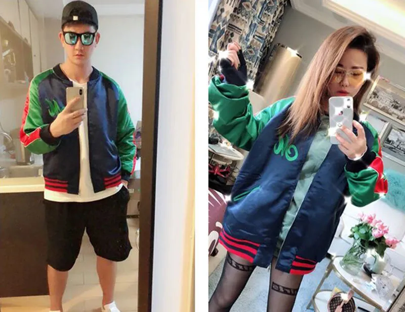 Embroidered Bomber Jacket Vintage Style Leather Unisex Outerwear_voghion.com