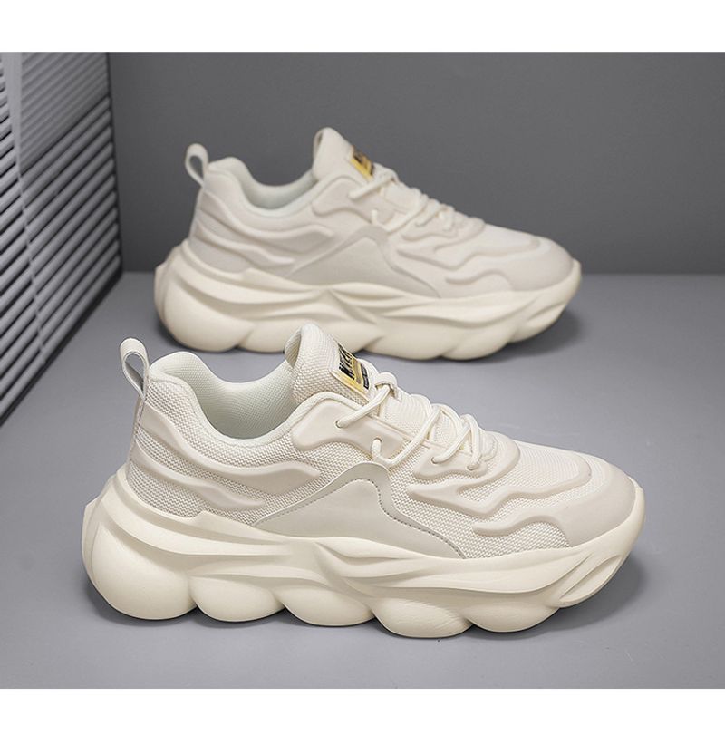 New Versatile Spring Casual Running Sneakers Breathable Men's Lightweight Platform Heightening Trendy Dad Shoes_voghion.com