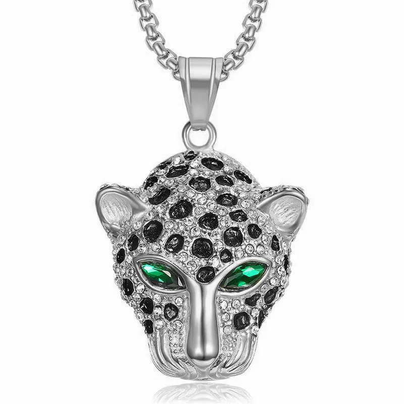 Collier avec pendentif tête de léopard Hip Hop Cool cadeau pour hommes en acier titane plaqué or bijoux rap_voghion.com
