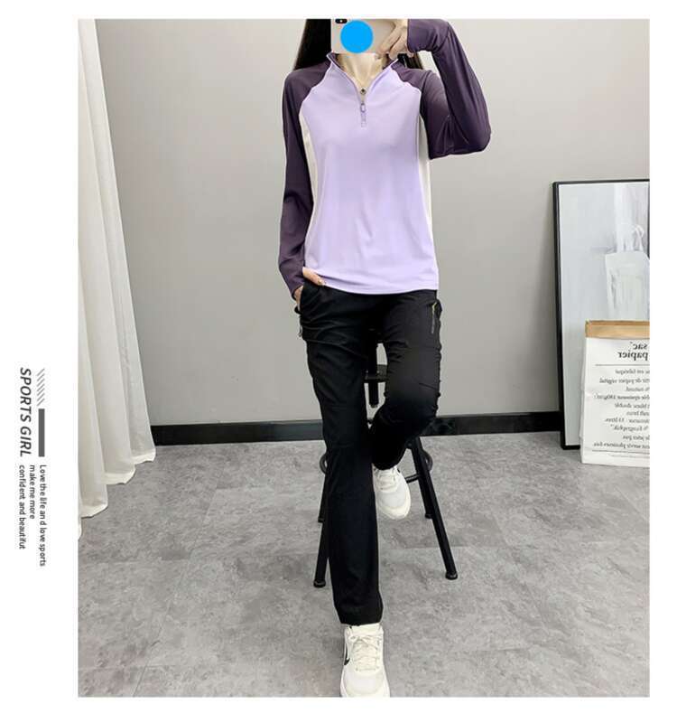 Pomladna in jesenska majica s kratkimi rokavi za šport na prostem, raztegljiva, odvaja vlago in hitro sušeča, z dolgimi rokavi, za ženske, za sončenje_voghion.com