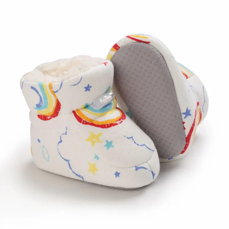 Bebê antiderrapante recém-nascido criança sapatos inverno infantil enfant algodão neve multicolorido desenho animado pequeno cutefeet crianças botas 0-18_voghion.com