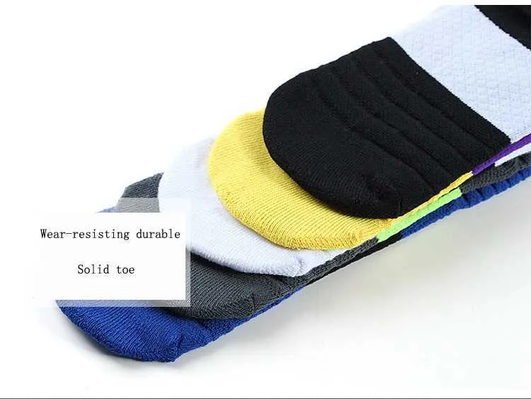 Men's 5Pairs Professional Cotton Basketball Elite Thick Sports Compression Durable Skateboard Towel Bottom Socks_voghion.com