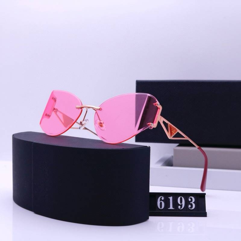 2025 New European And American Cat Eye Sunglasses For Women's High End Frameless, Trimmed, Hollowed Out Leg Sunglasses