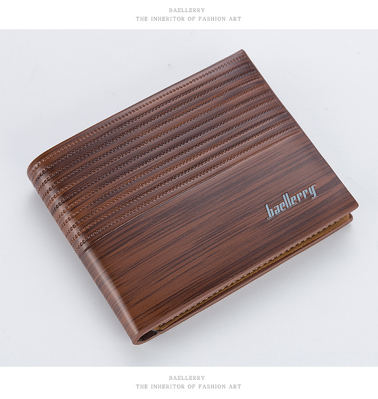 Baellerry nuovo portafoglio da uomo casual portafoglio multi-card portafoglio in rilievo a righe orizzontali_voghion.com