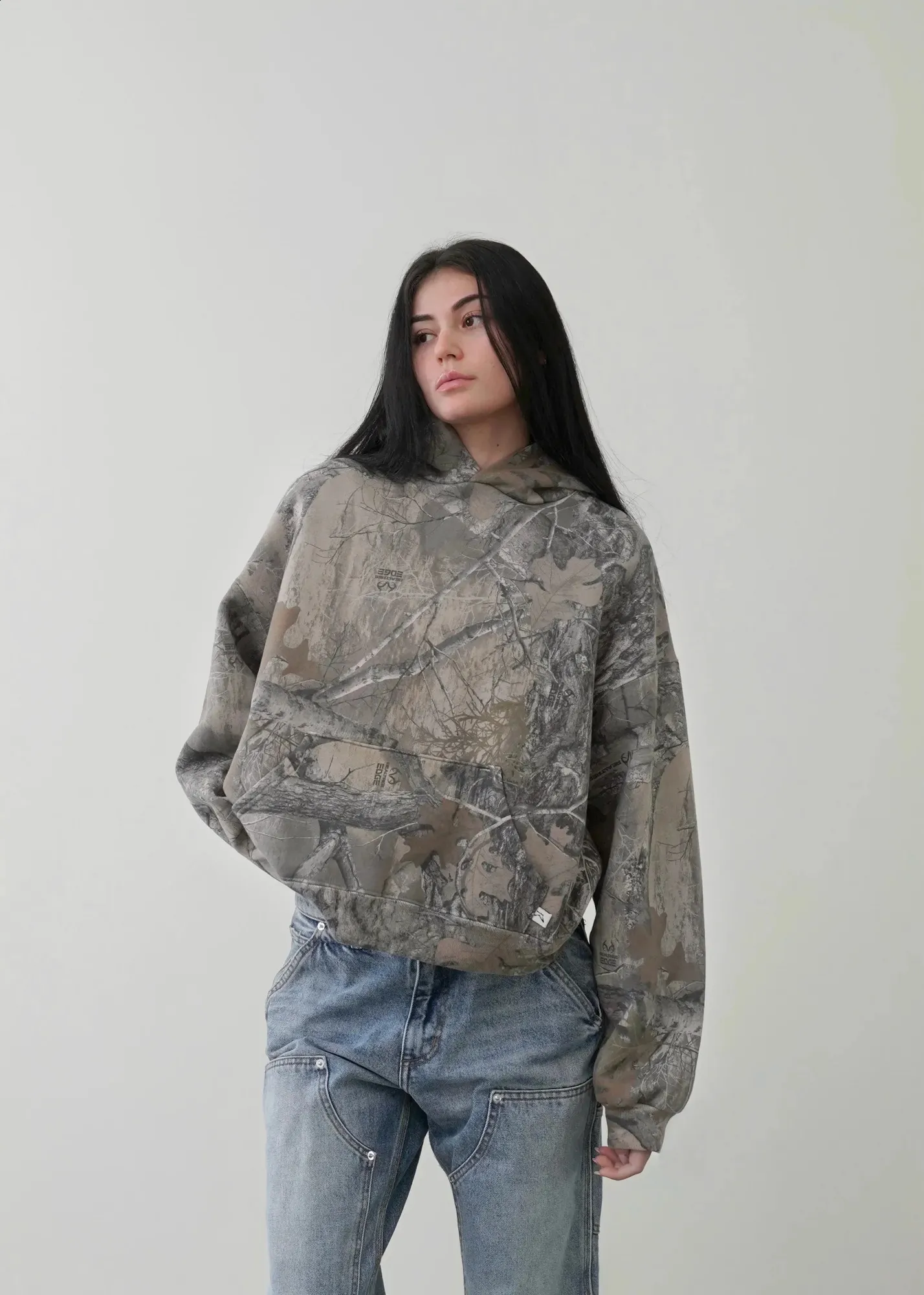 High Street Hip Hop túlméretezett terepszínű kapucnis pulóverek Y2K Retro kapucnis férfi nyomtatott álcázó mintás pulóverek_voghion.com