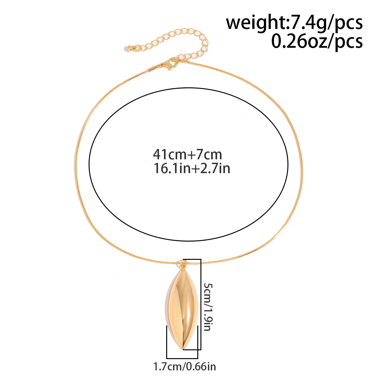 Collier avec pendentif en métal lisse en forme de goutte d'eau pointue à géométrie exagérée HUANZHI pour femmes, bijoux tendance, cadeaux_voghion.com