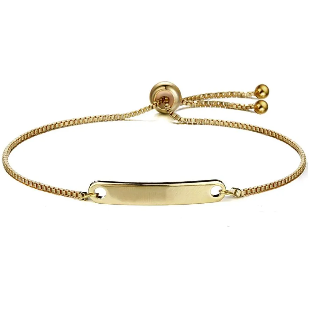 Pulsera de barra en blanco de acero inoxidable con nombre personalizado y dijes iniciales para mujeres, joyería personalizada_voghion.com