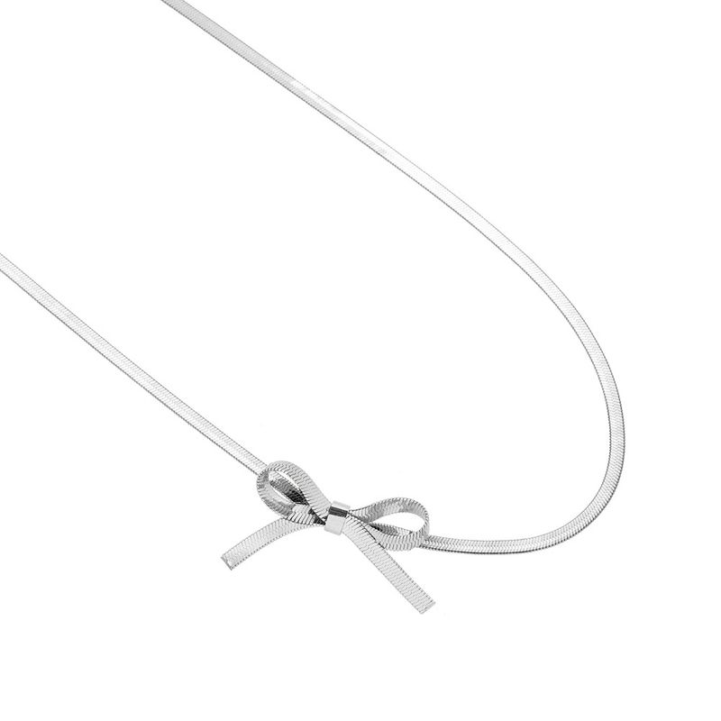 Necklace Choker Bow Necklace Snake Bone Small Fresh Titanium Steel Gold Plated Sier Does Not Fade_voghion.com