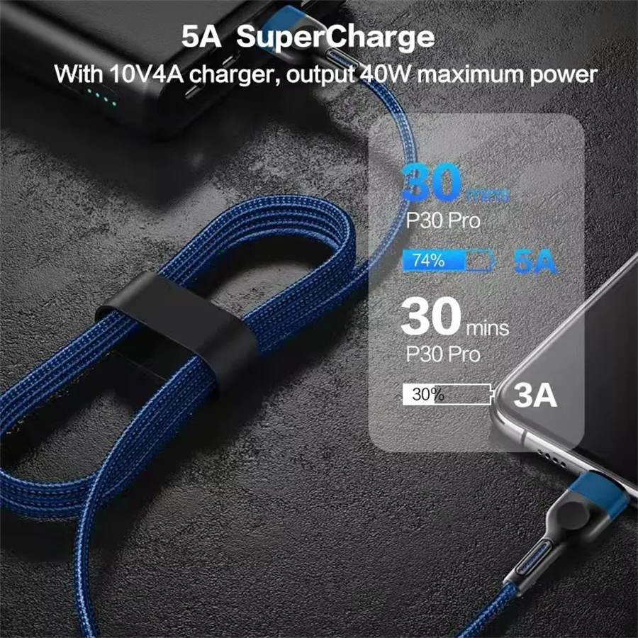 Câbles USB-C, charge rapide, type C, données, 60 W, 20 W, câble tressé pour accessoires de téléphone portable_voghion.com