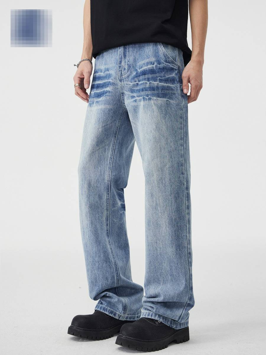 Men’s Clothing Hip Hop Trend Hip Hop Printed Denim Shorts Men’s High Street Niche Personality All Match