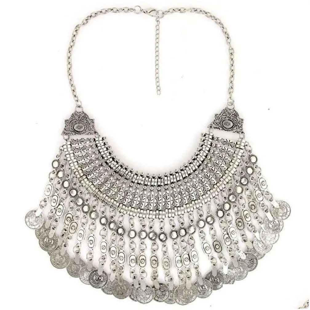 Collana a più strati vintage con monete per donna stile boho_voghion.com
