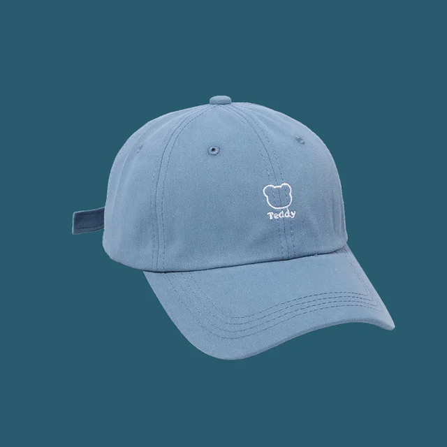 Hot Sale Bear Embroidery Women Baseball Hat Unisex Adjustable Snapback Peaked Cap Soild Color Cotton Bonnet Girls Outdoor Sport_voghion.com
