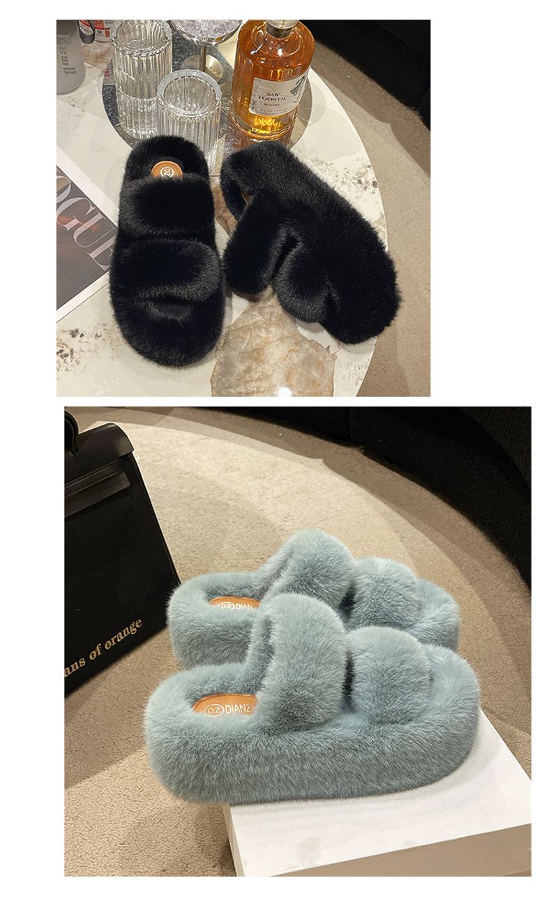 Women's 7cm thick soled to wear as outerwear new autumn and winter height enhancing furry cotton slippers for women_voghion.com