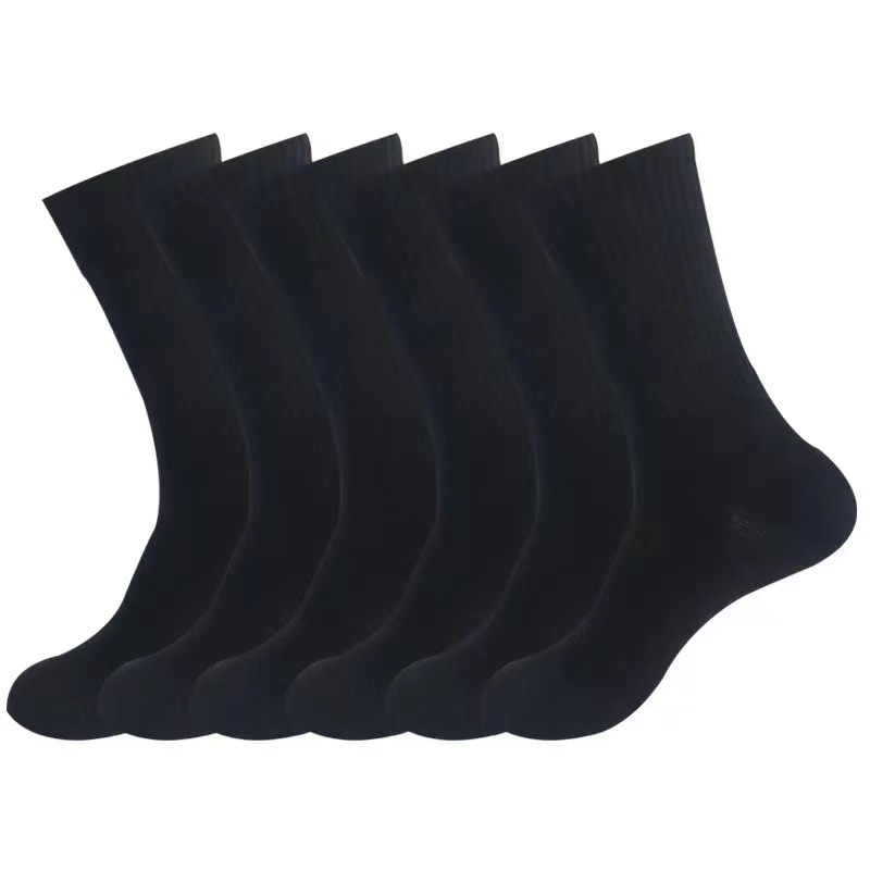 [12 pairs per set] Solid color high rubber calf socks, for men women, black and white sports training crew socks_voghion.com