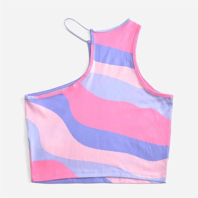 Canotta donna corta arcobaleno senza maniche crop top_voghion.com