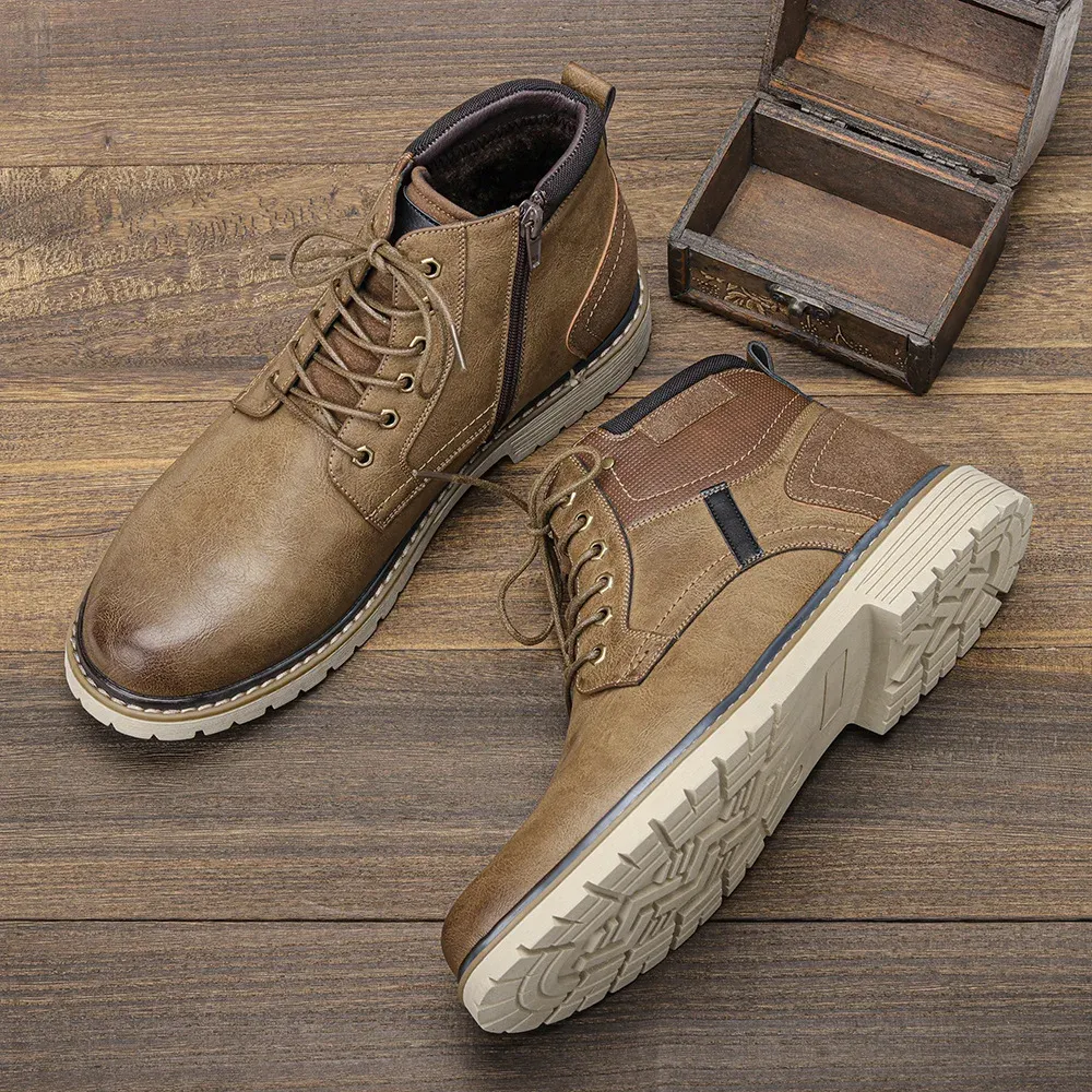 Men's Shoes Warm Comfortable Non-Slip Leather Men Winter Boots 2024_voghion.com