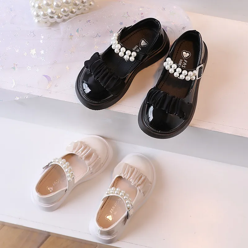 Girls Mary Jane Shoes For Kids Glossy Patent Leather Party Pumps_voghion.com