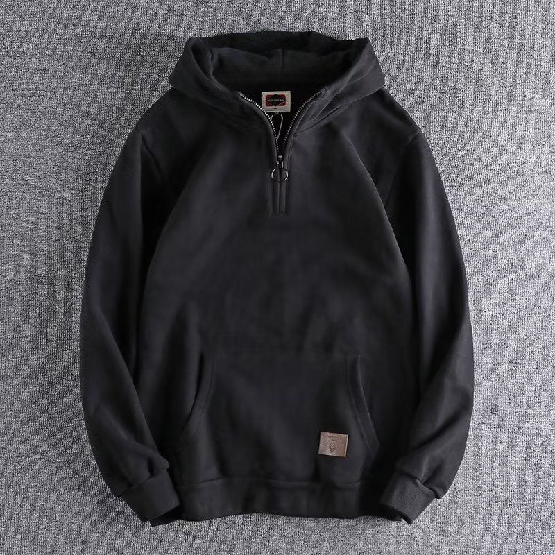American Mode lässig halboffener Hals 2023 Herbst Jugendjacke dick geschlungen Wollpullover für Herren Felpa con cappuccio Trend_voghion.com
