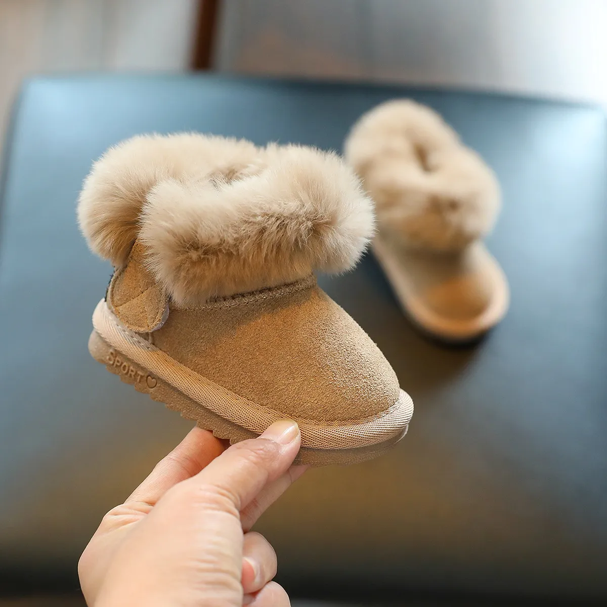 Talvised lapsed tahked plush soojad tüdrukud imik beebi armsad jalad õues vabaaja lumi poisid pehmed libisemiskindlad karusnahast kingad väikelapse seemisnahast_voghion.com