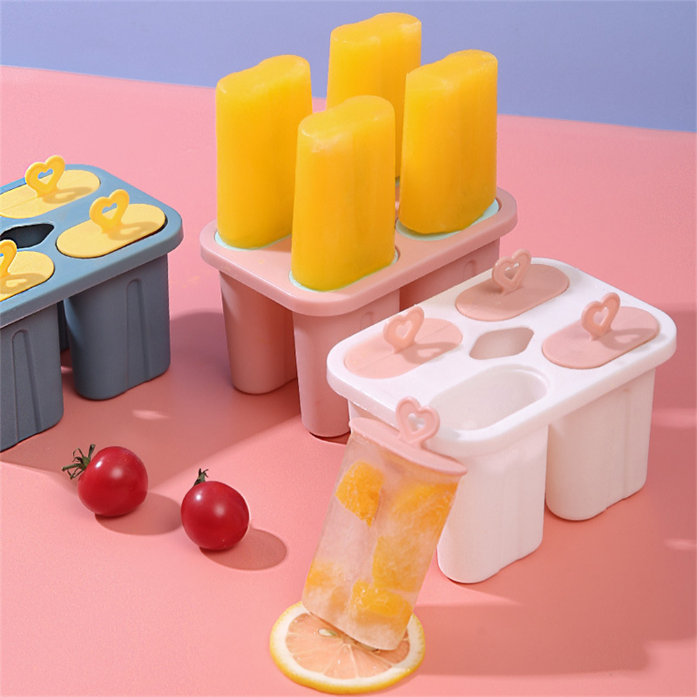 Four-compartment Home Making Popsicles Frozen Ice Lattice Summer Ice Cream Mold Reusable Homemade Ice Box Kitchen Ice Cream Tool_voghion.com