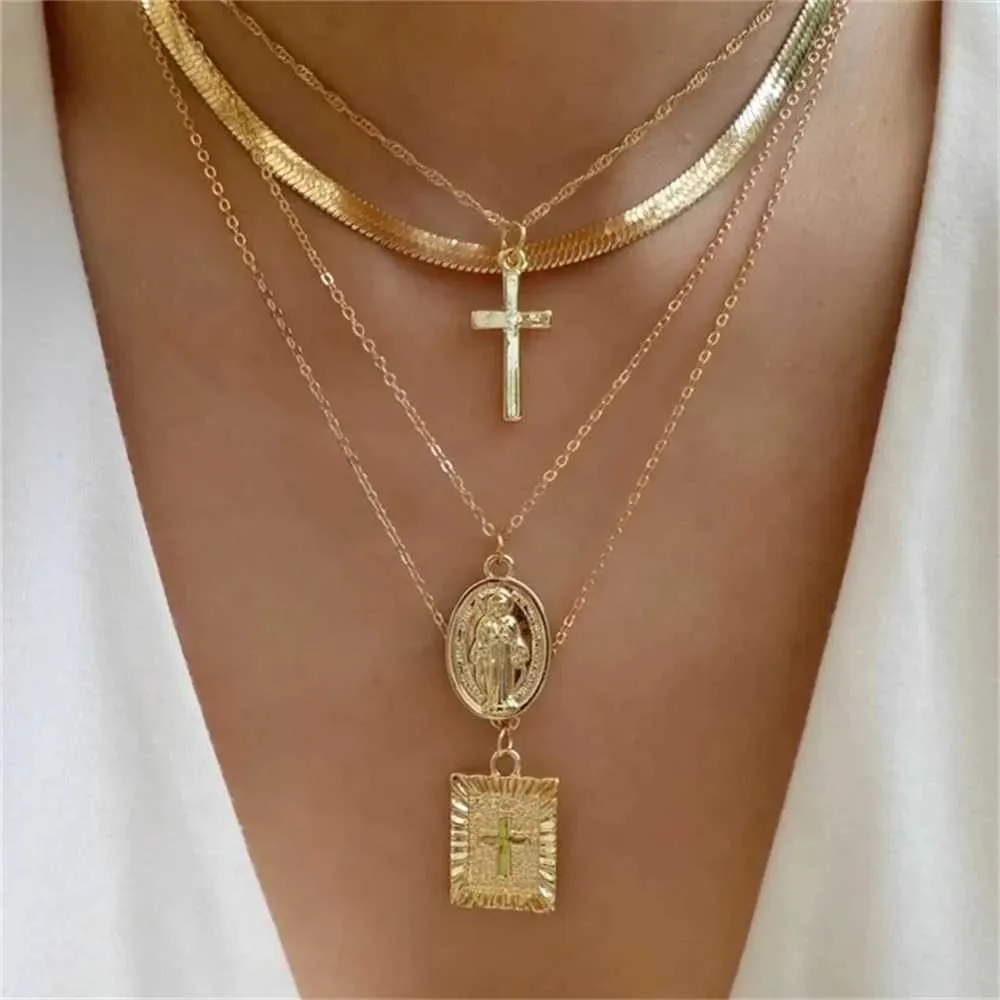 Colliers pendentifs Bls miroir en or en forme de cœur adapté aux femmes à la mode collier pendentif multicouche ensemble de bijoux_voghion.com