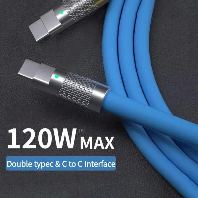 Cable de carga rápida USB tipo C de 120 W, 1 m y 2 m, de alta calidad, para iPhone y Android._voghion.com